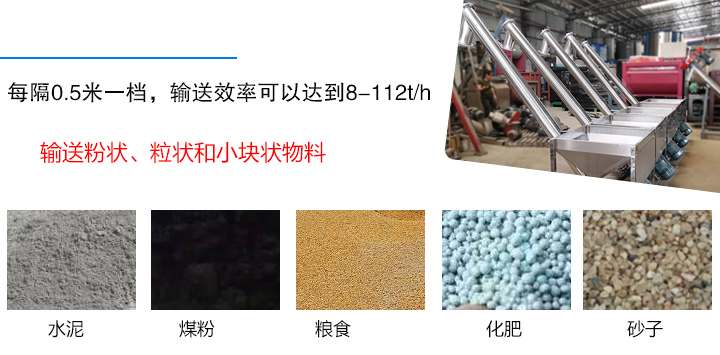 輸送粉狀、粒狀和小塊狀物料，如水泥、煤粉、糧食、化肥、灰渣、砂子等