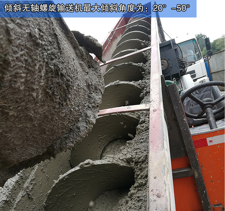  傾斜無(wú)軸螺旋輸送機(jī)最大傾斜角度